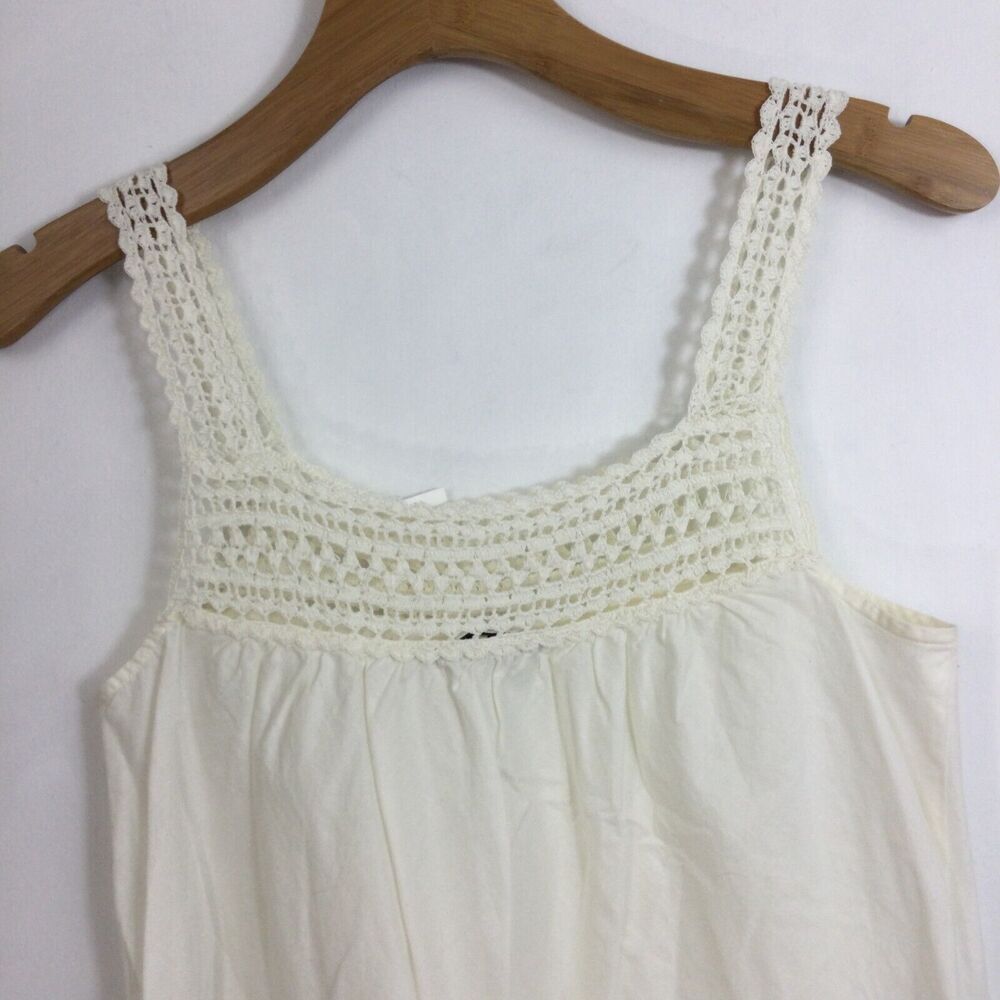 Vince Cotton Sleeveless Crochet Knit Strap Square Neck Tank Top Ivory Small NWT - Picture 9 of 12